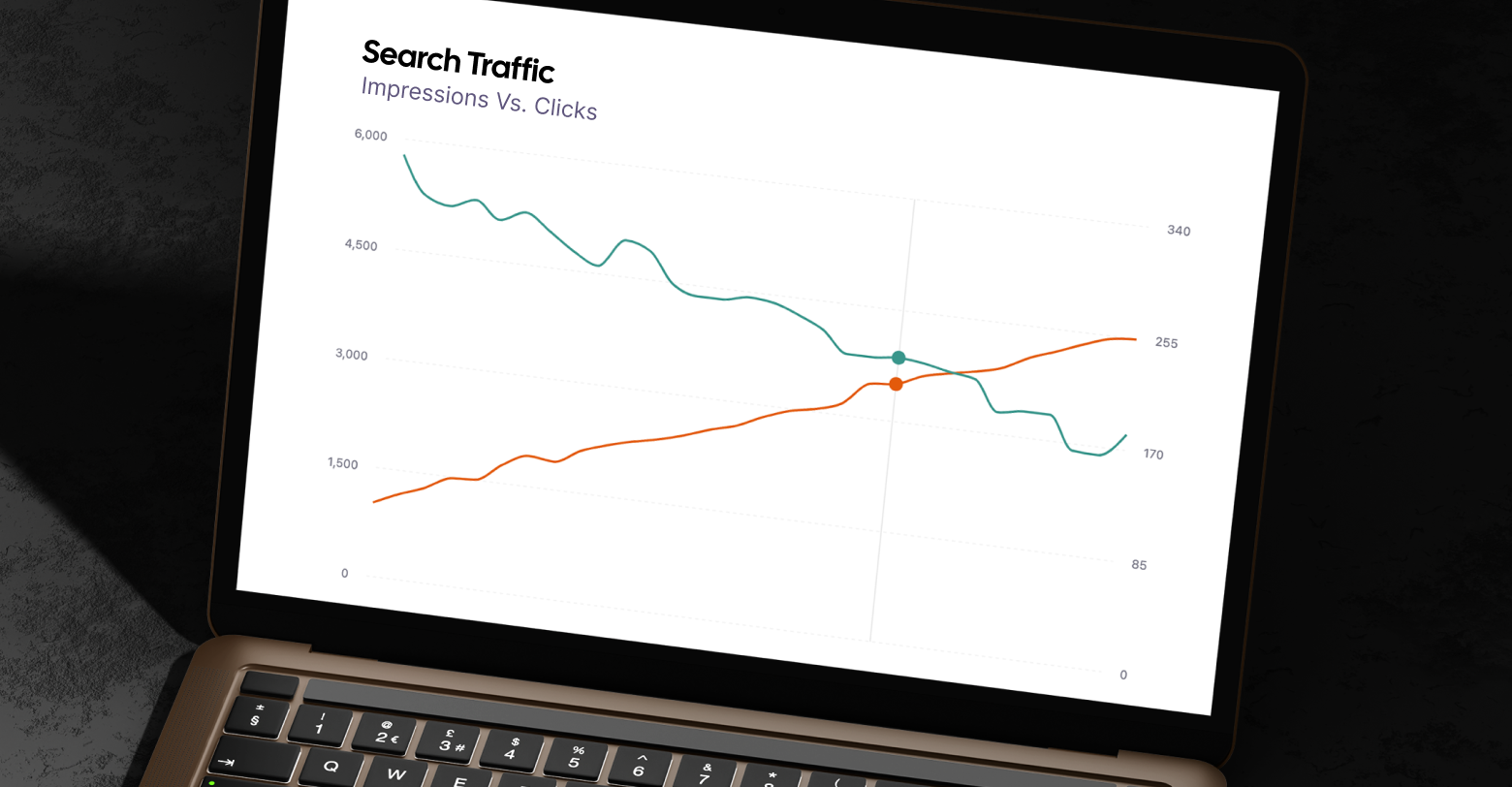 A laptop with a graph labeled 