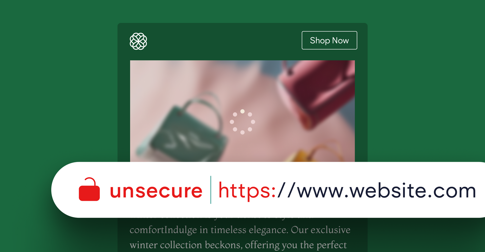 A screenshot of a website that says unsecured