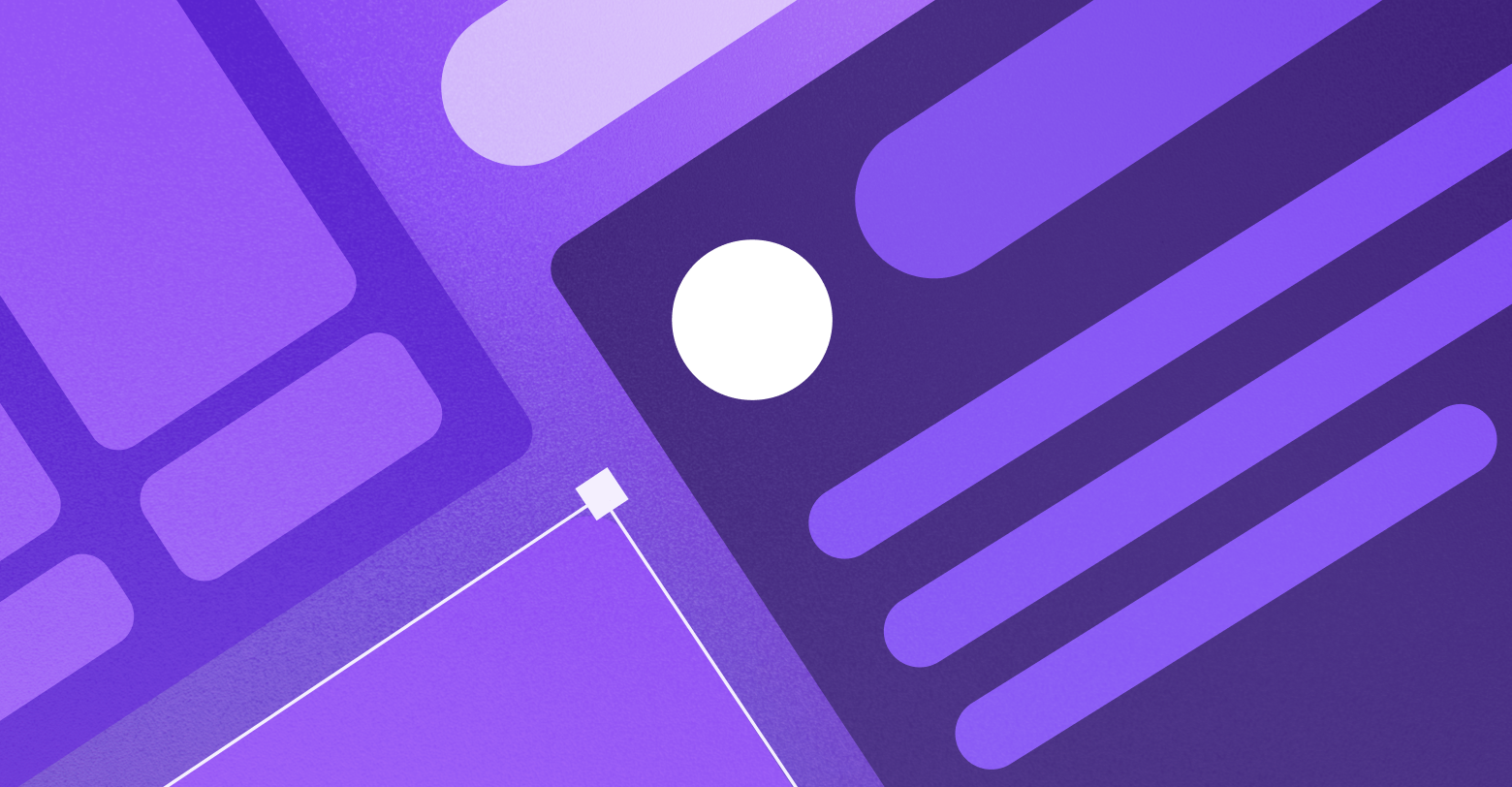 A purple background with shapes that seem like a wireframe