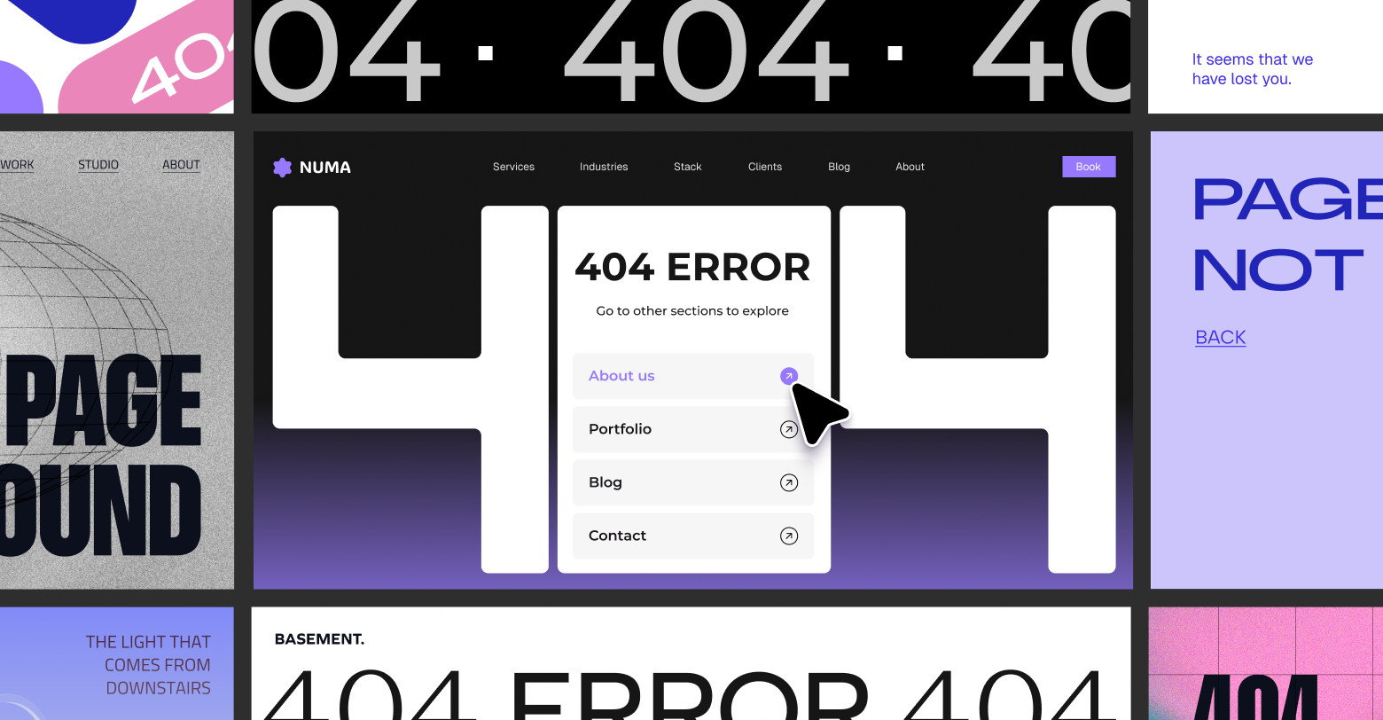 A computer mouse is pointing at a 404 error on a website.