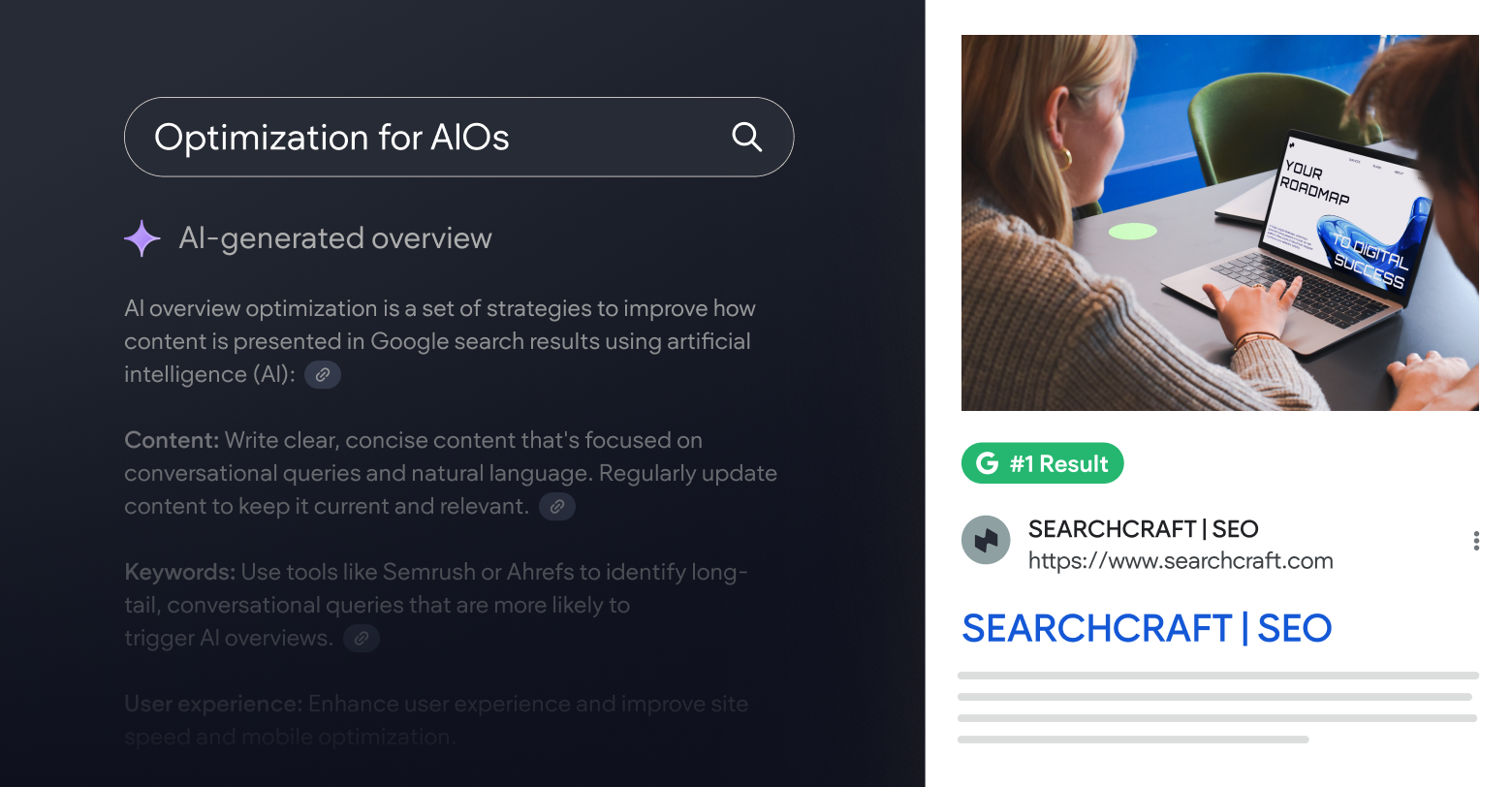 Illustration of AI Overview Optimization in search results
