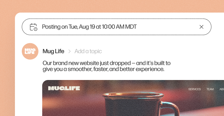 A social media post being schedule on a social media management platform.