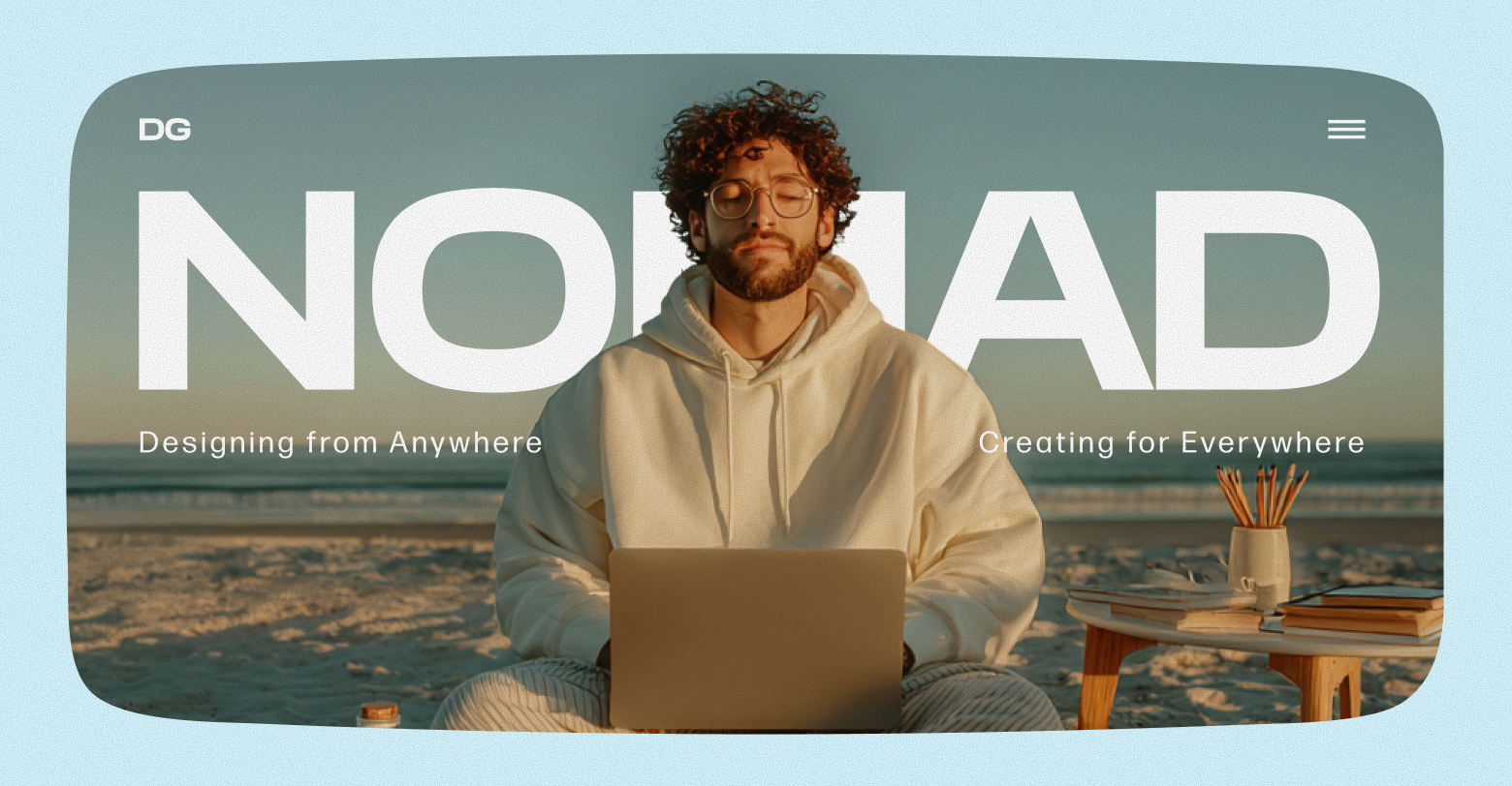 Man working on laptop at beach, 