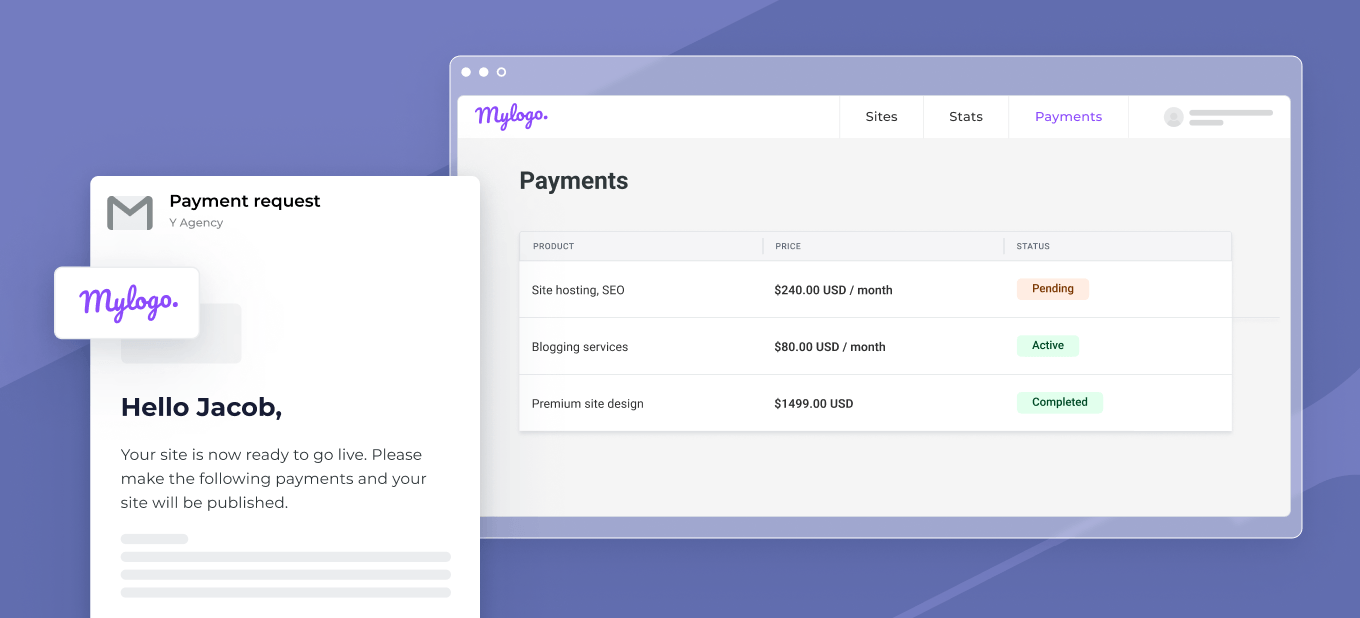 An invoice and a payment screen