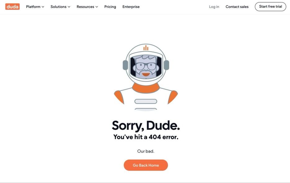 Duda's 404 page