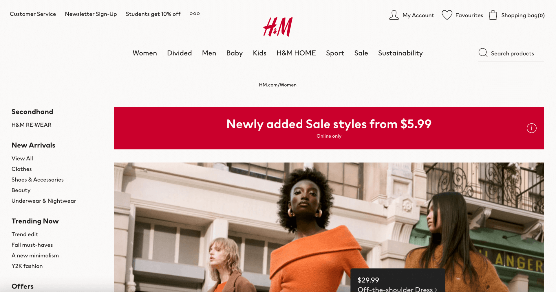 ecommerce UX home page