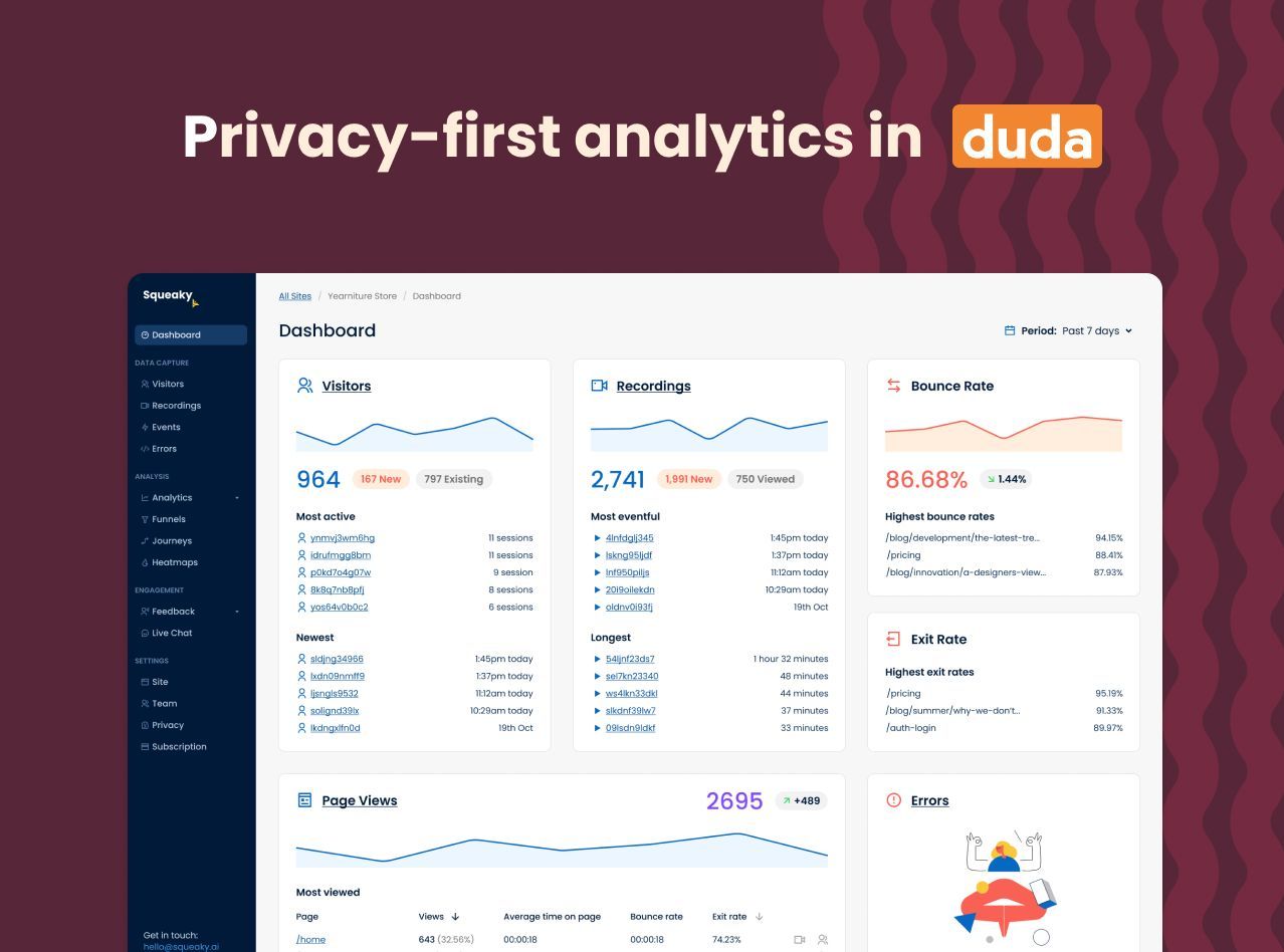 Privacy-first analytics in Duda