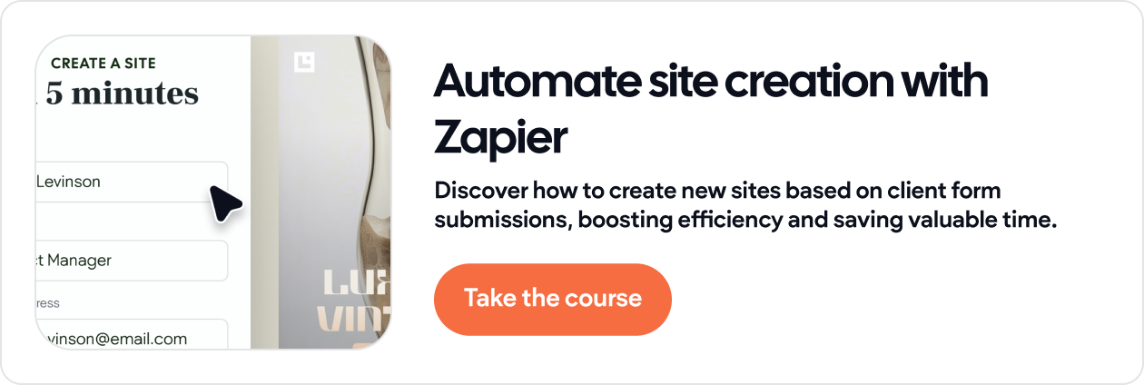 Automate site creation with Zapier at Duda University.