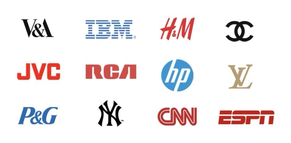 A collection of logos including IBM, JVC, RCA, HP, CNN, and more