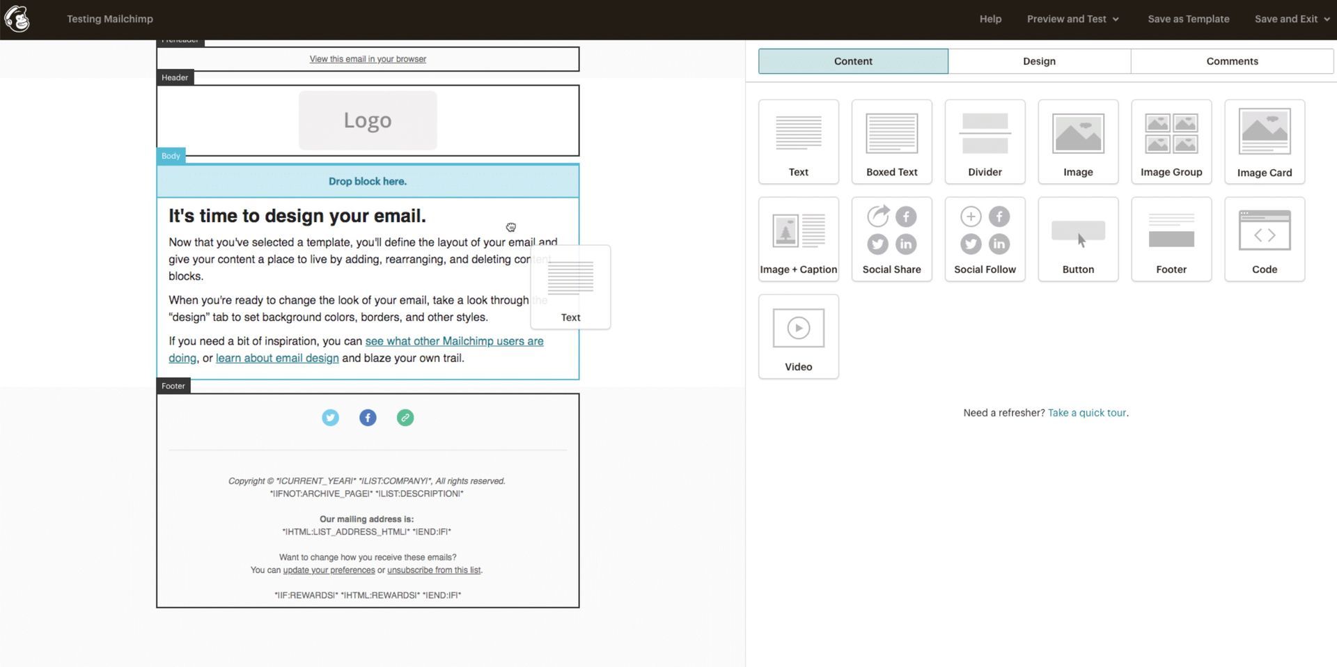Mailchimp' interface screenshot