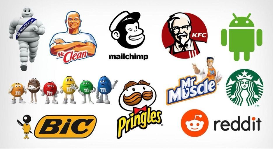 A bunch of Mascot logos including Mr. Muscle, pringles, and Starbucks