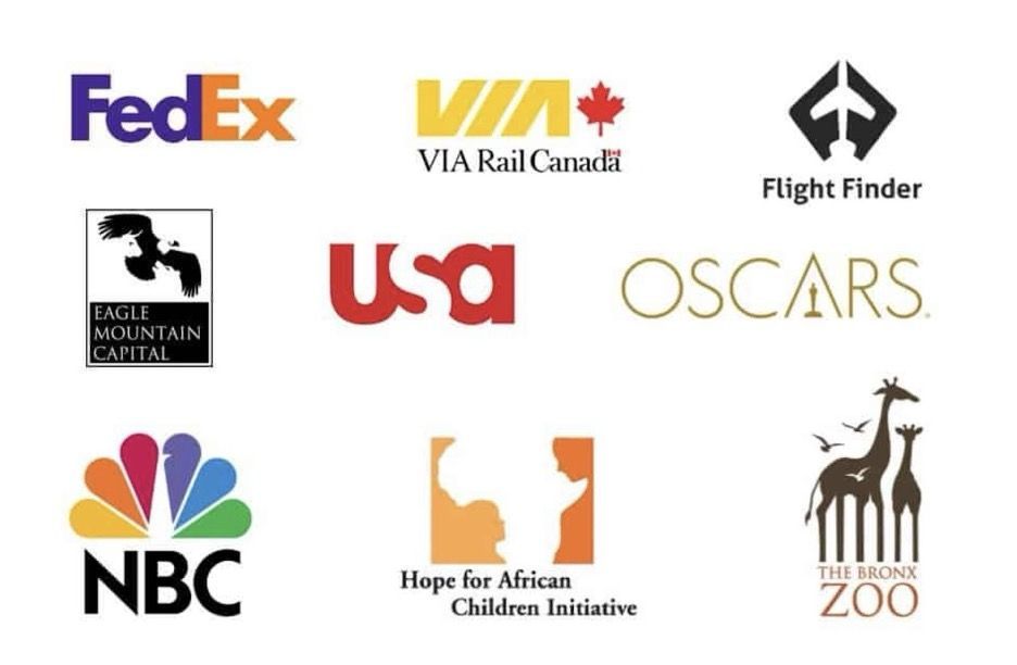 A collage of logos including FedEx NBC USA and Oscars