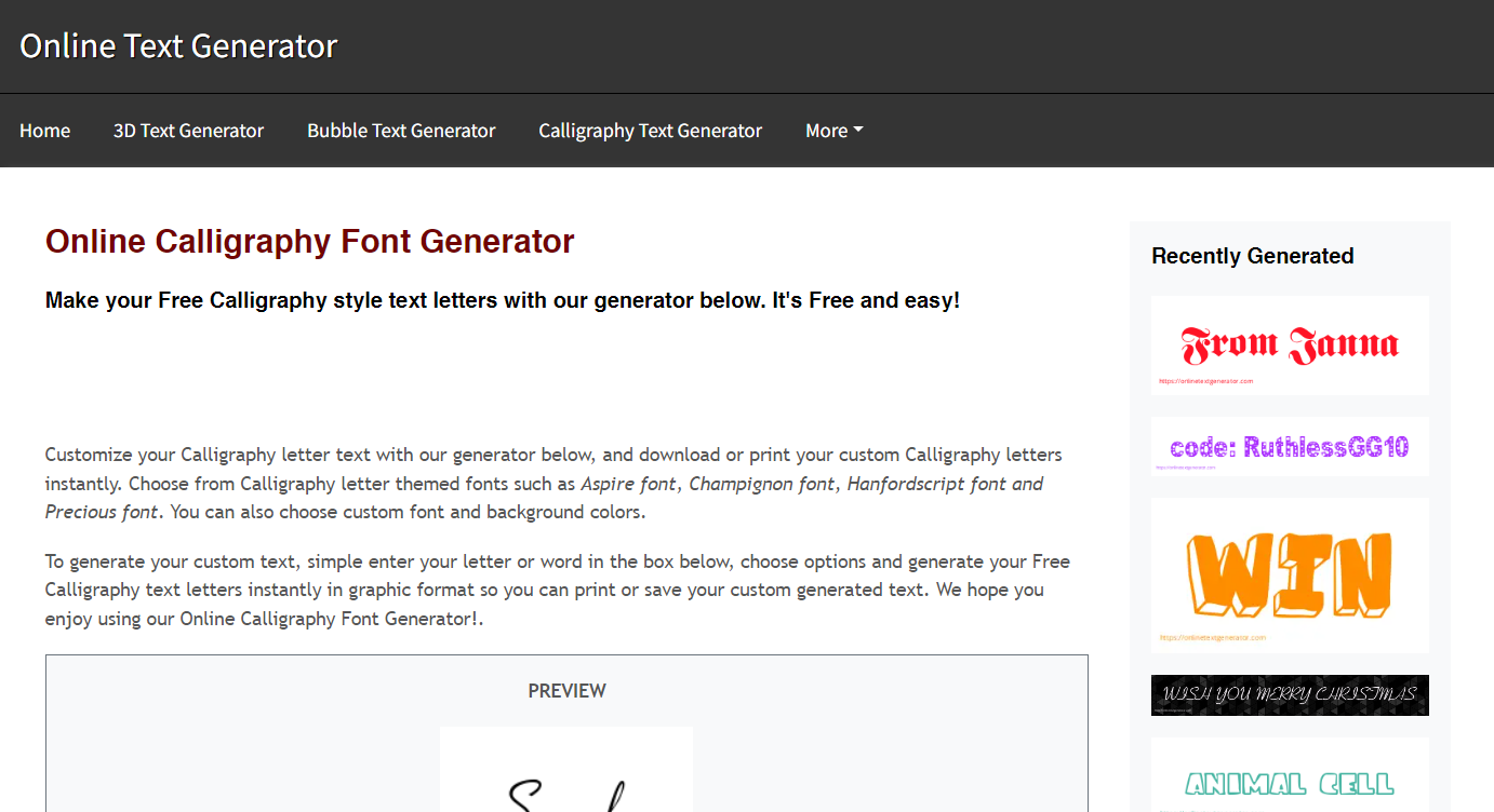 Online Text Generator tool