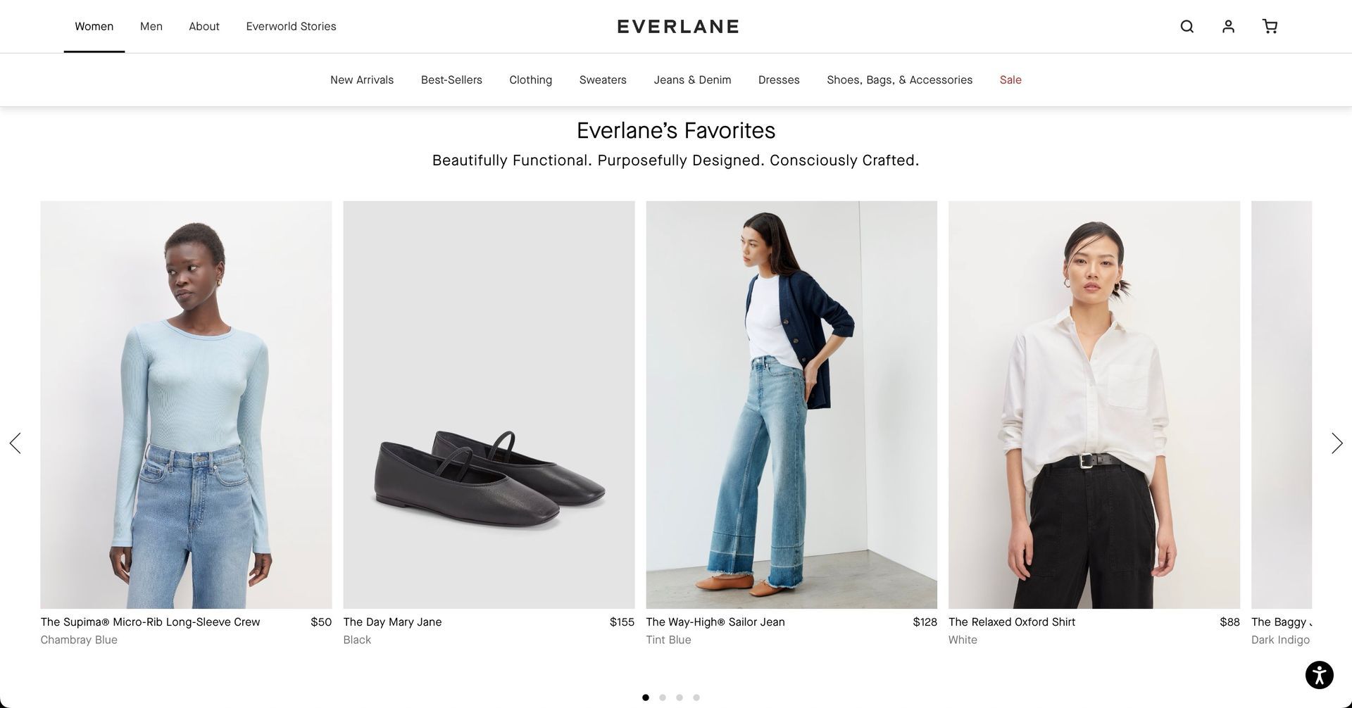A screenshot of a website showing a variety of women 's clothing and shoes 