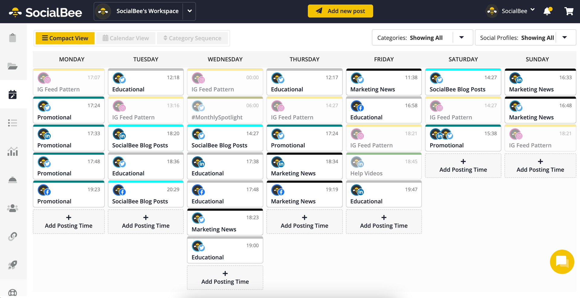 A screenshot of SocialBee