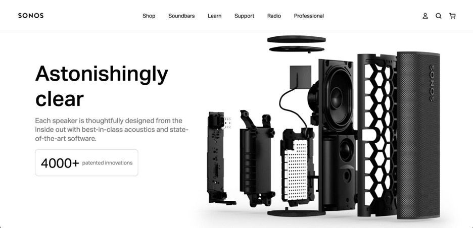 Sonos website screenshot