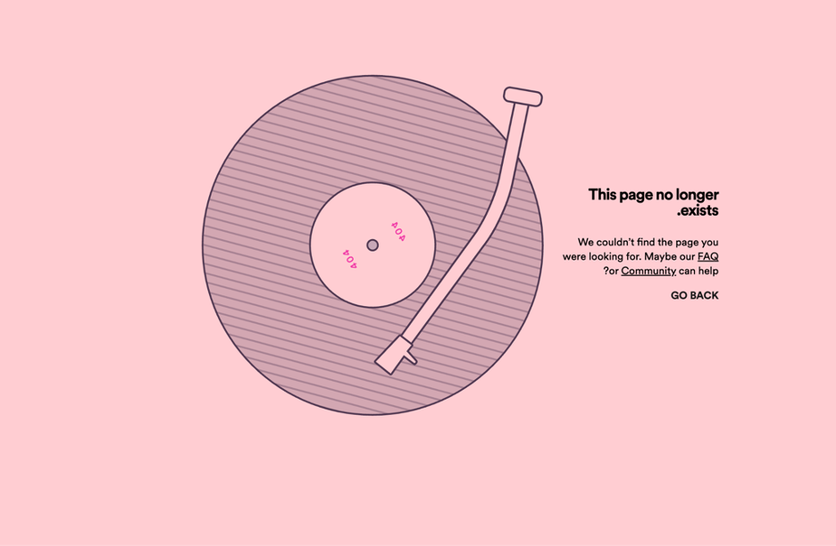 Spotify 404 page