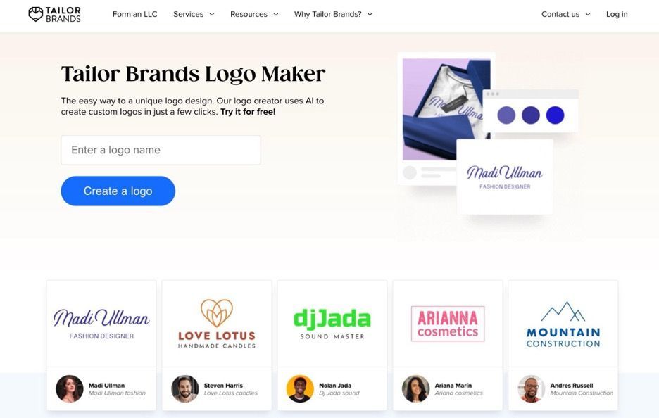 Tailor Brands screenshot