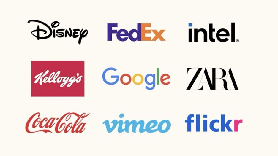 Disney, FedEx , intel, Kellogg's , Google, Vimeo , and Flickr logos