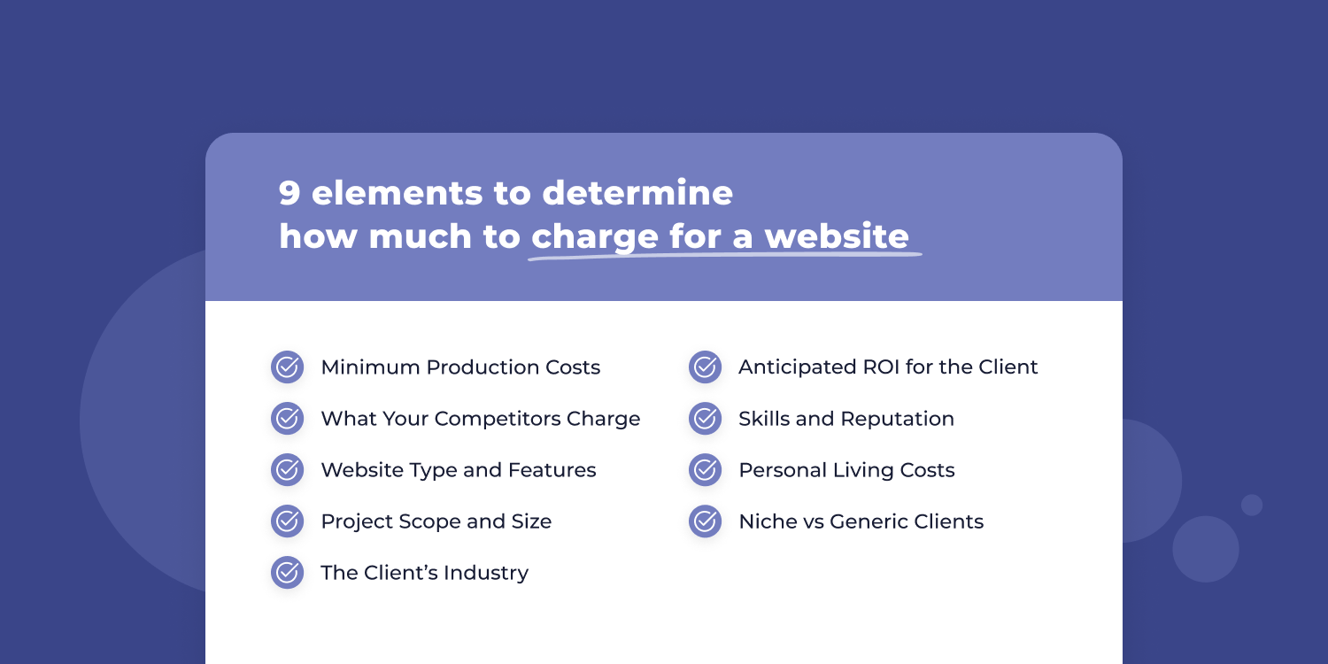List of 9 elements to determine how much to charge for a website