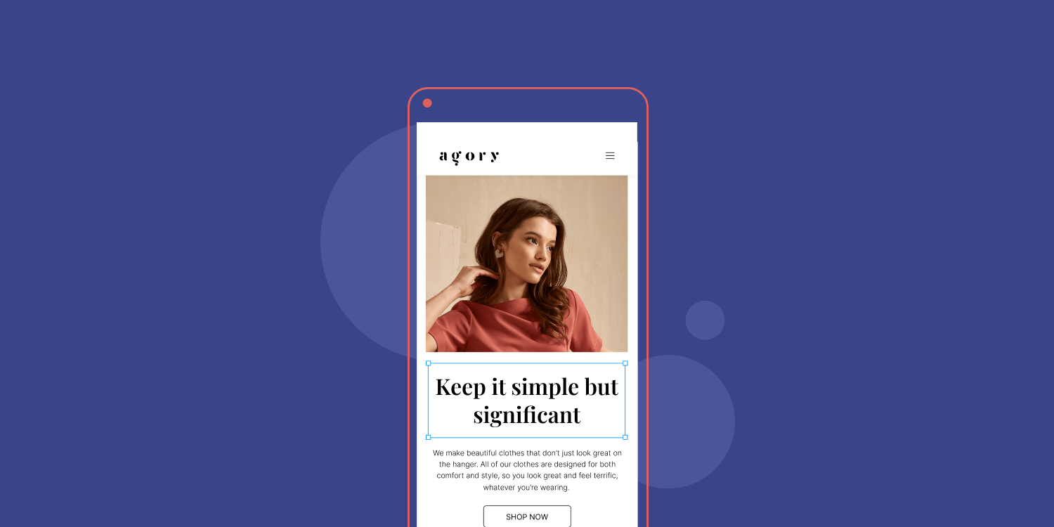 A website page optimized for mobile