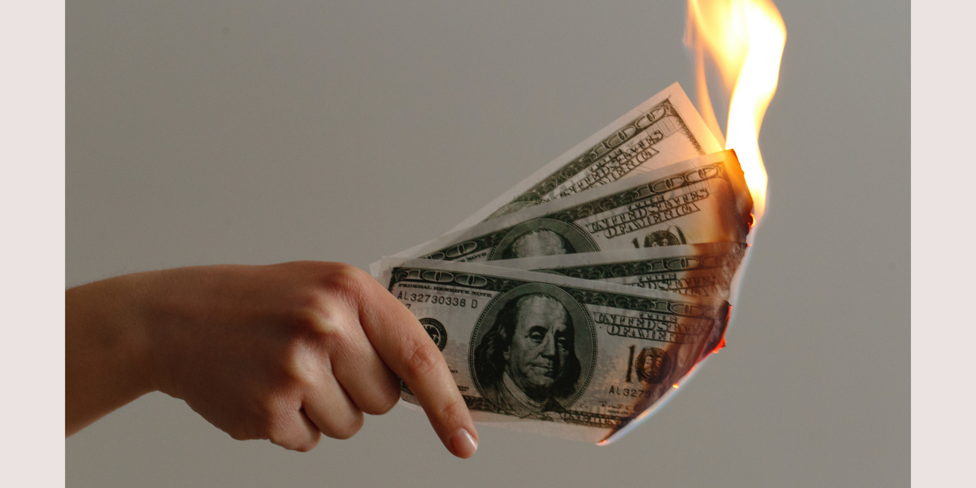 Dollar bills burning