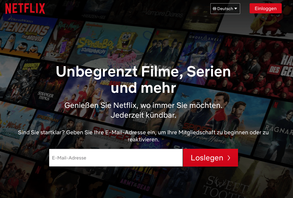 A screenshot of Netflix in German