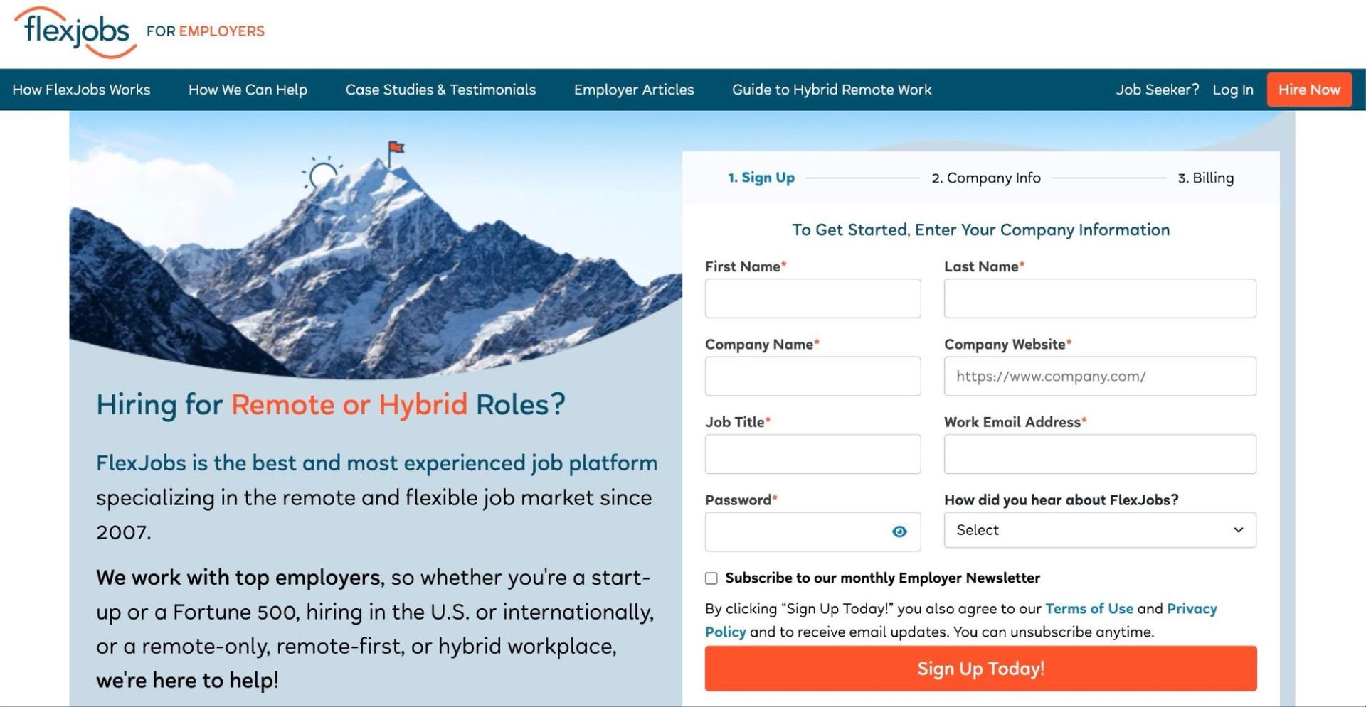 A screenshot of FlexJob's website