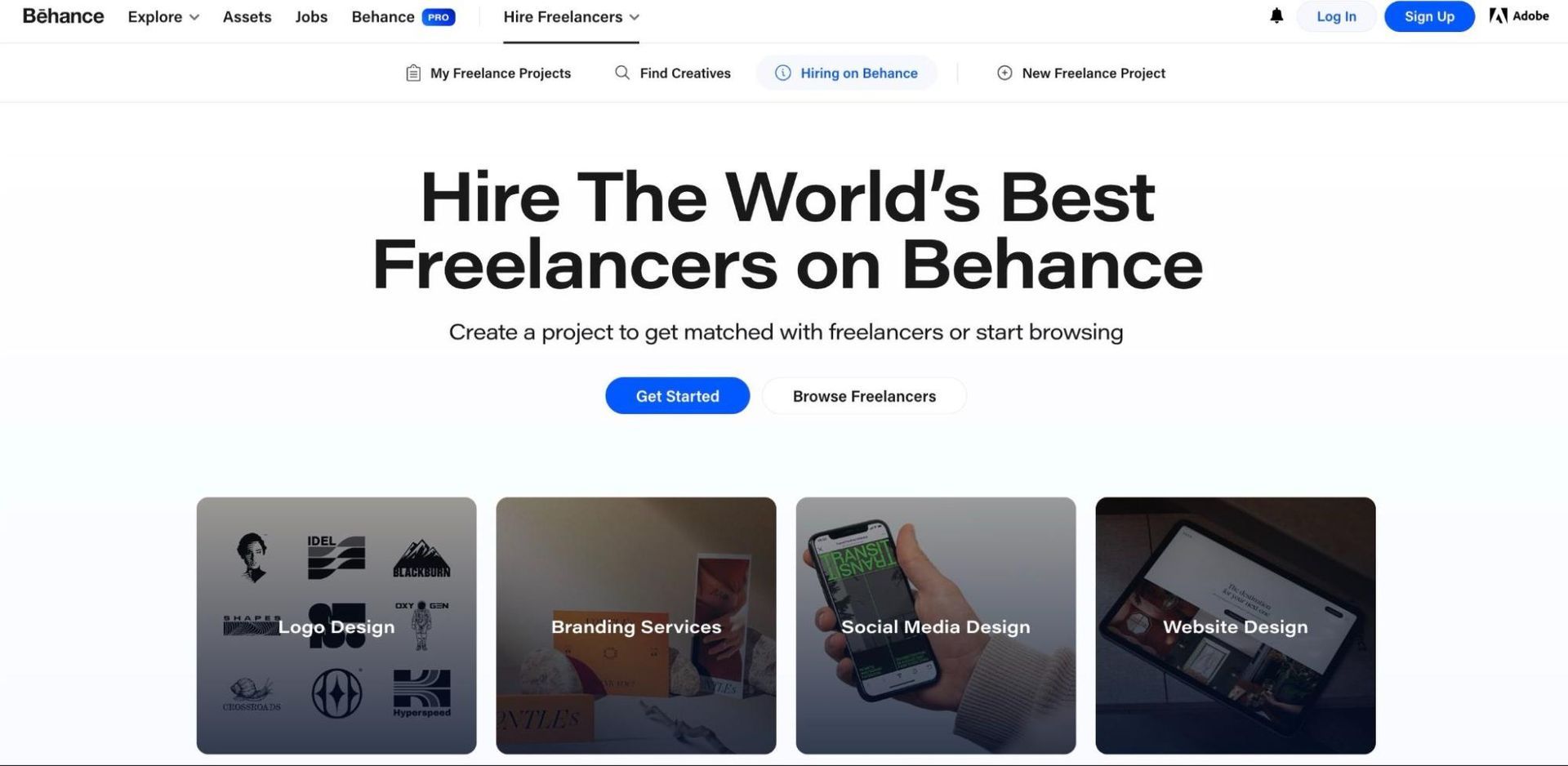 A screenshot of Behance's website