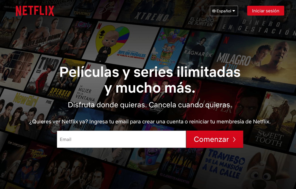 A screenshot of Netflix in Spanish