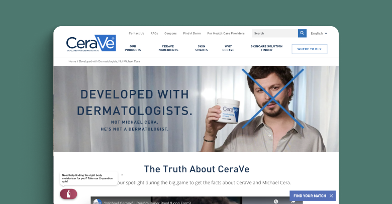 A screenshot of CeraVe's website