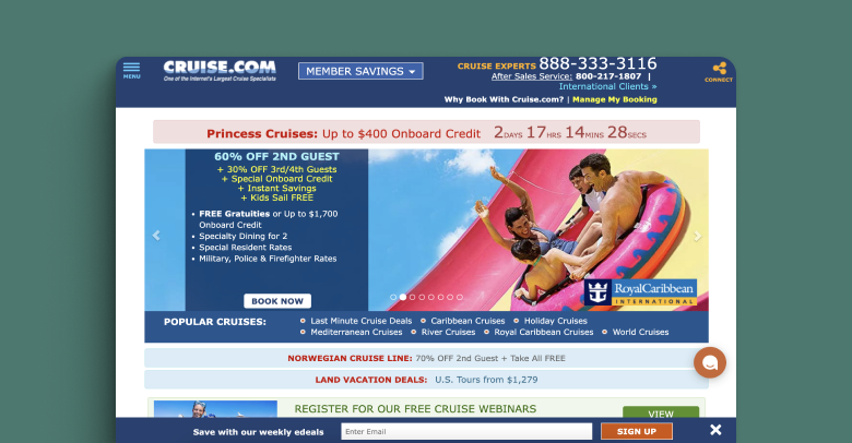 A screenshot of cruise.com