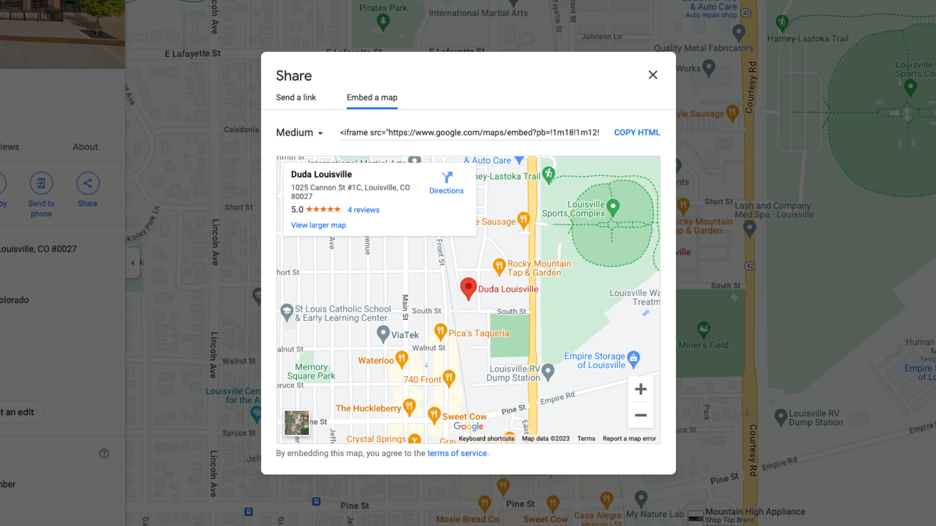 A screenshot of Google Maps showing the 
