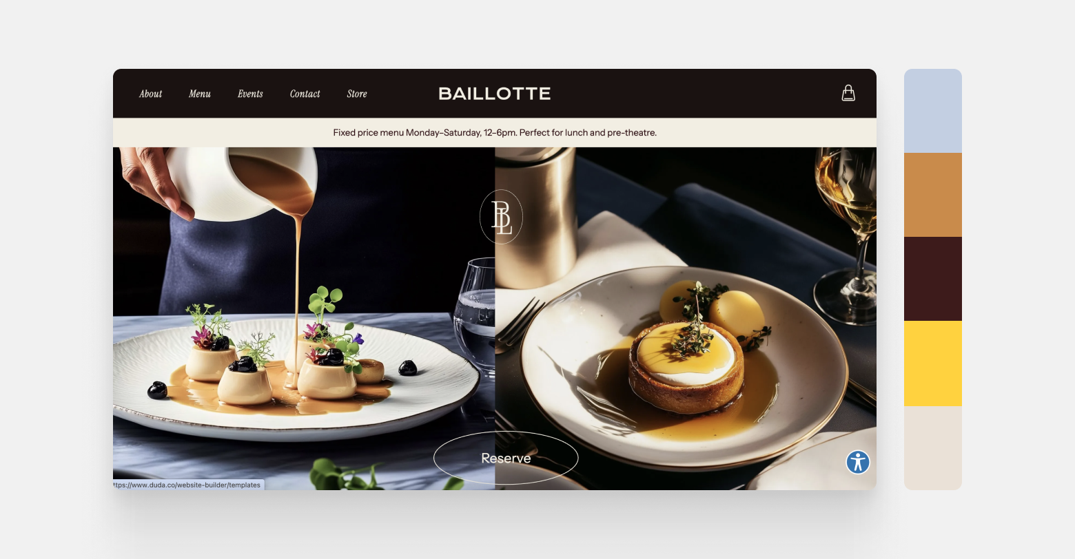 A screenshot of Duda's Chef Restaurant template