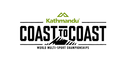 Logo for the Kathmandu Coast to Coast World Multi-Sport Championships featuring bold text and a mountain graphic.