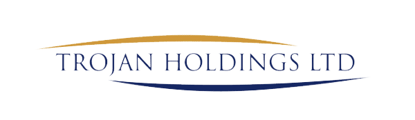 The logo for Trojan Holdings Ltd, featuring the blue text