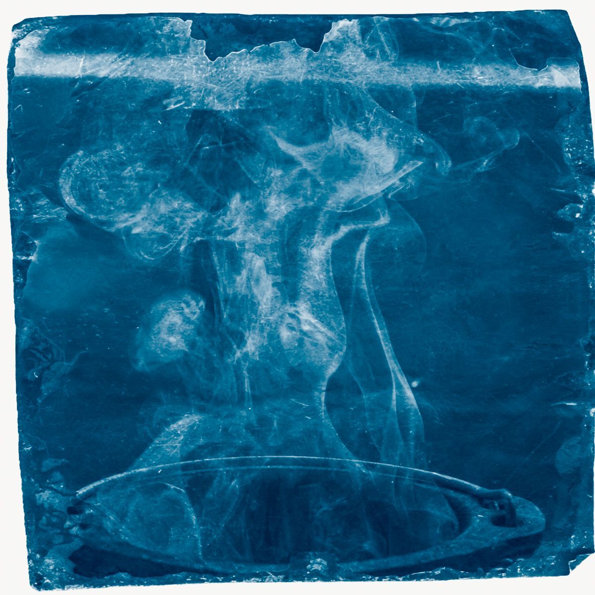 A blue square with smoke coming out of it