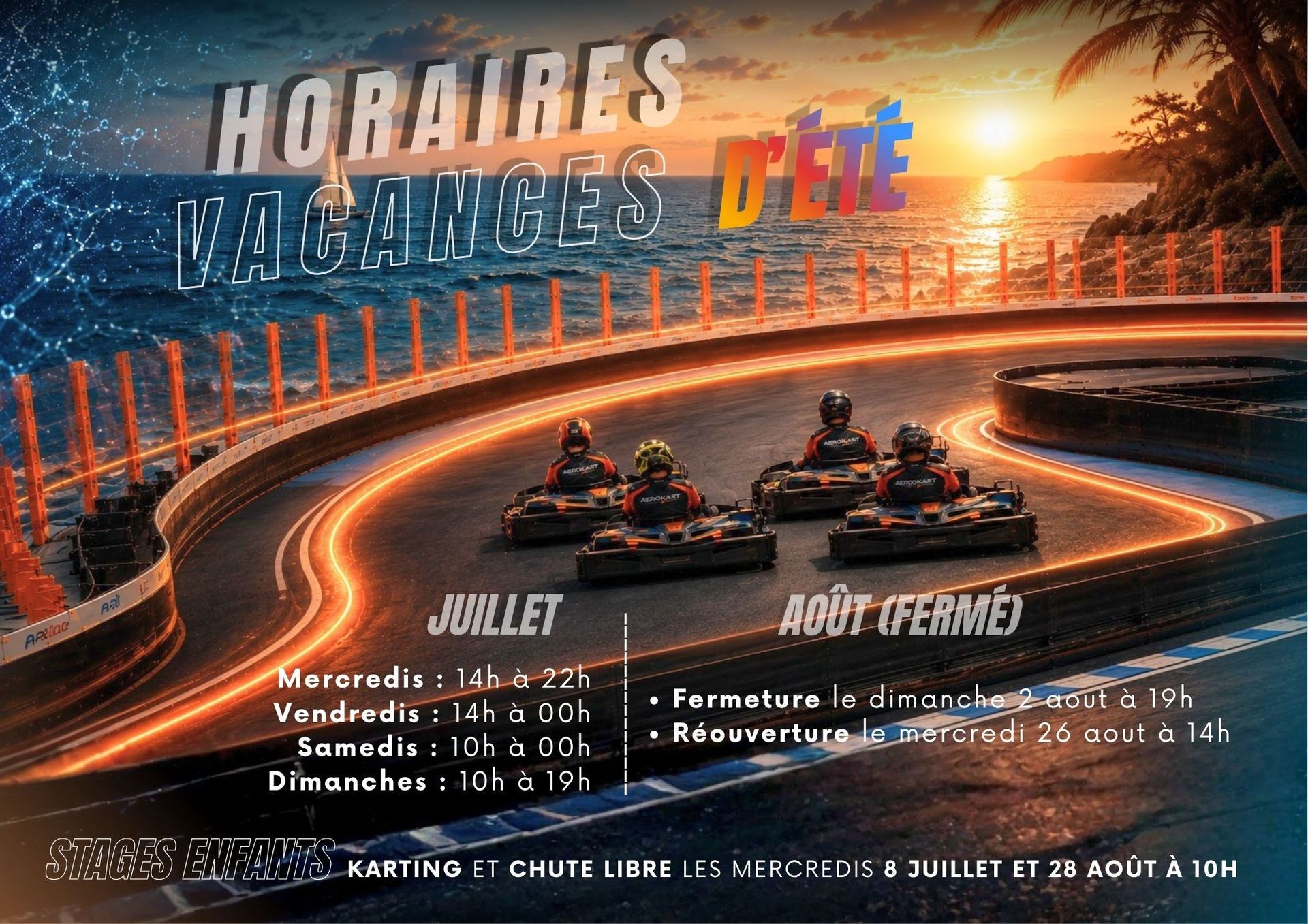 Programme des vacances d'avril / vacances de Pâques avec karting, chute libre, escape game et salle d'arcade