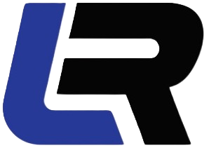 Blue and black stylized LR logo on a white background