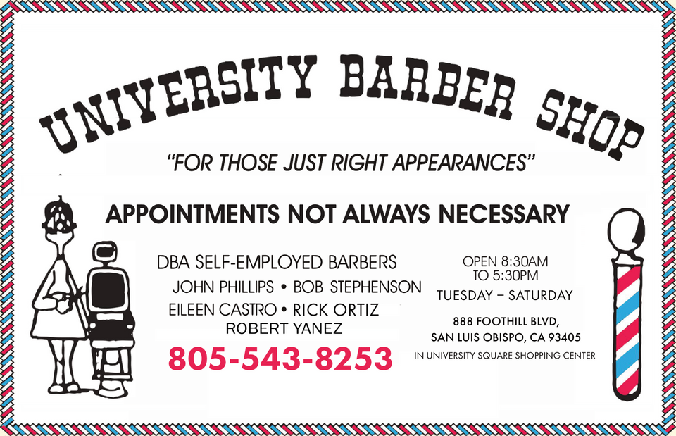 University Barber Shop Poster — San Luis Obispo, CA — University Barber Shop