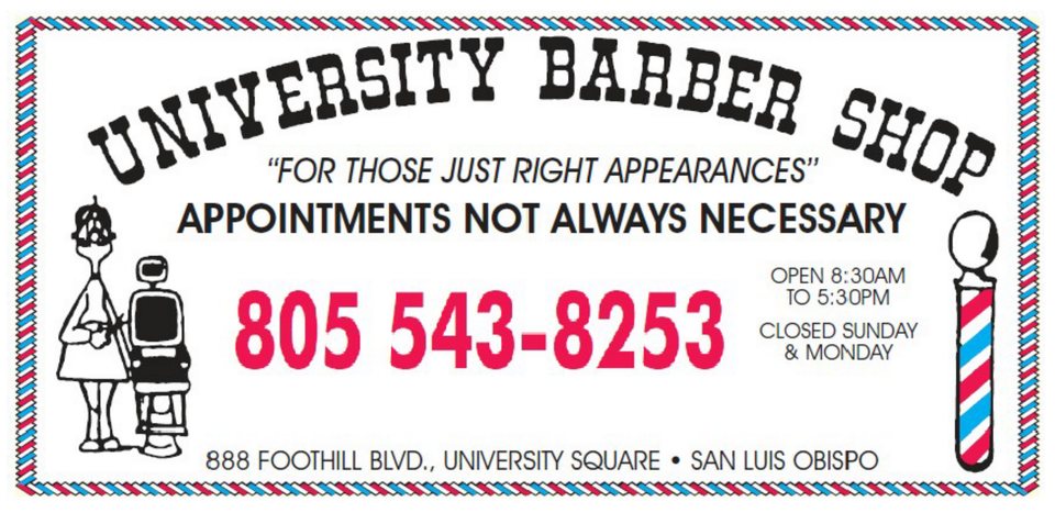 University Barber Shop Poster — San Luis Obispo, CA — University Barber Shop