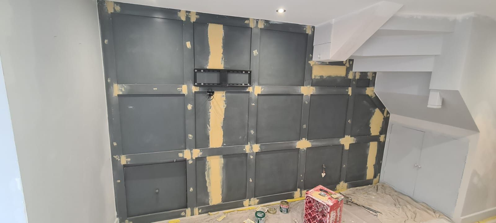 A picture of wood panelling being installed by painters and decorators Southampton