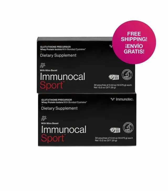 Dos cajas de suplemento dietético “Immunocal Sport” con etiqueta de “Envío gratuito”.