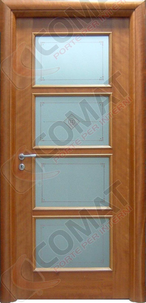 porta in legno impiallacciata ciliegio e vetri