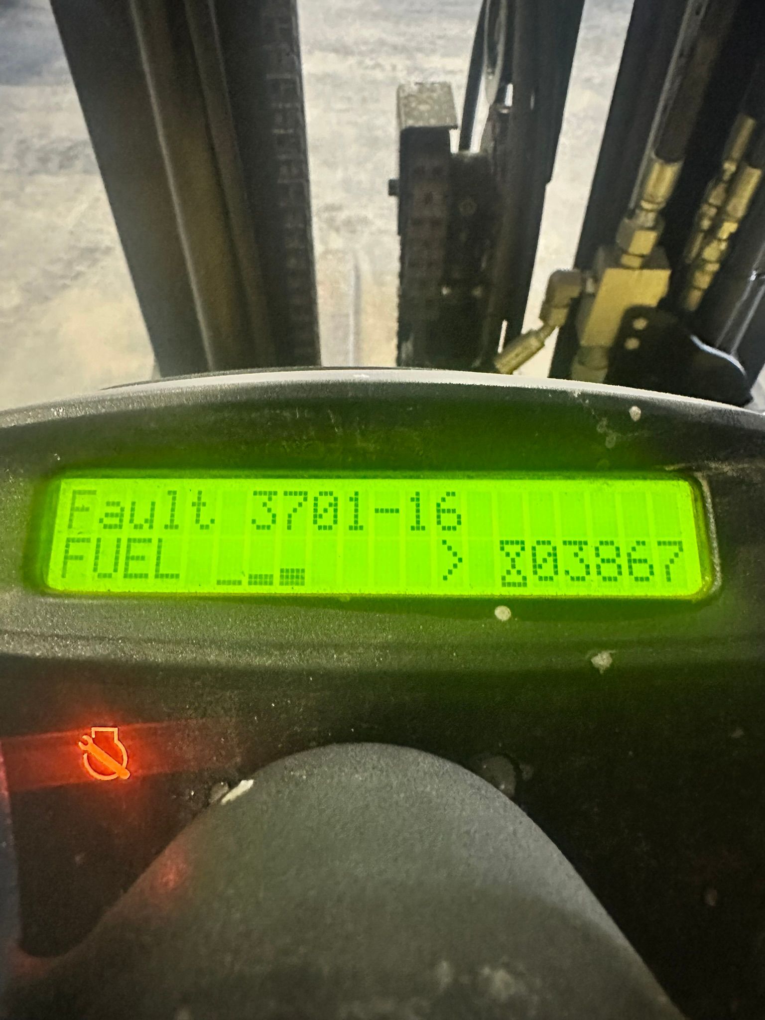 Forklift dashboard displaying 