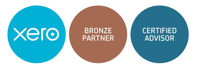 Three circles with the words bronze partner certified advisor and xero on them