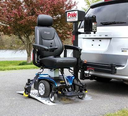 power wheelchair behind a car