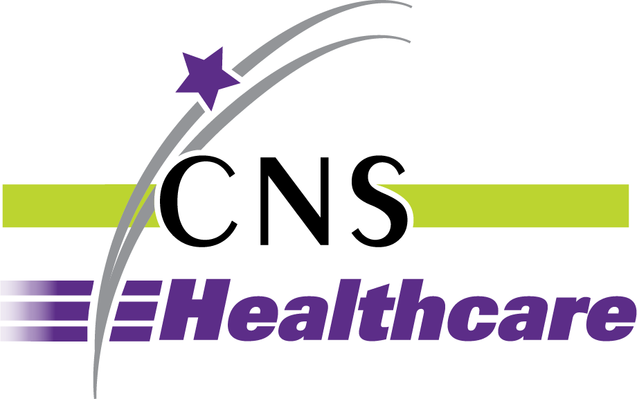 A logo for cns healthcare with a purple star