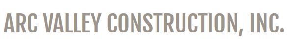 The logo for arc valley construction , inc . is shown on a white background.
