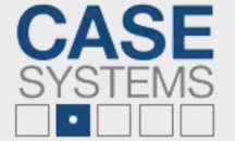 A blue and gray logo for case systems